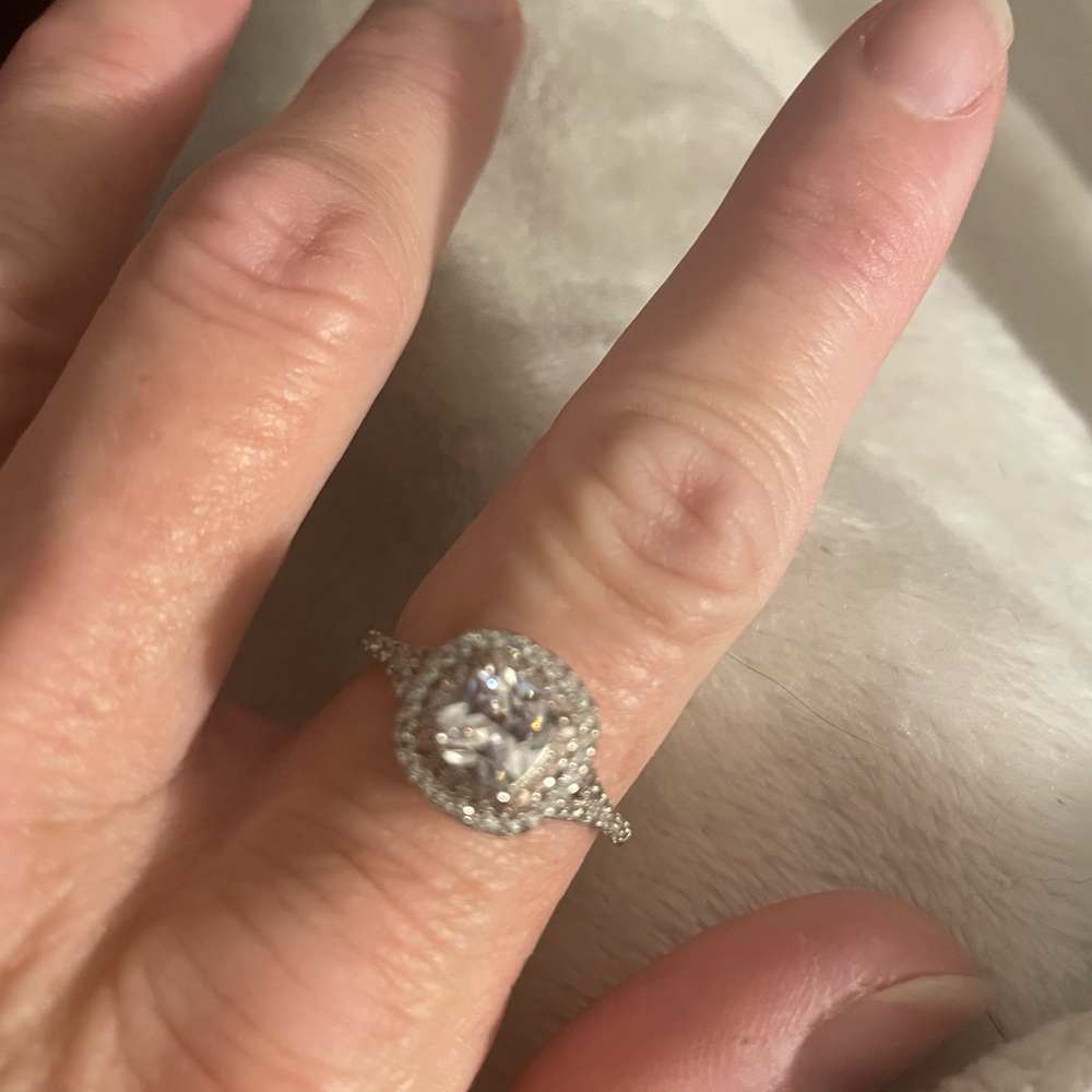 Tiffany & co. Sterling ring with dual halo, inner pink and outer white sapphire - Picture 2 of 3